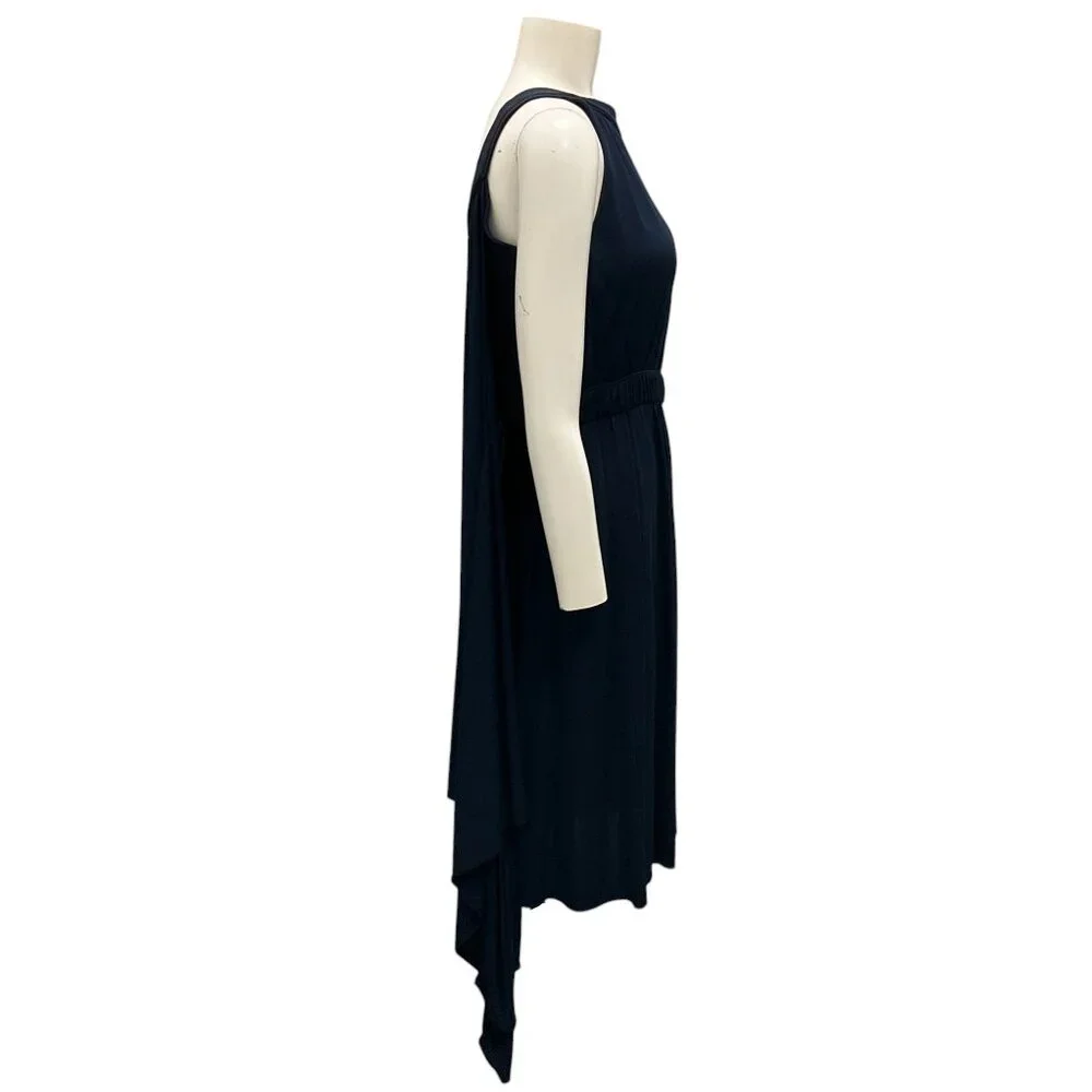 Chanel Navy Blue 2009 Draped Detail Sleeveless Jersey Dress